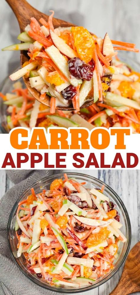 Carrot Apple Salad, Carrot Salad Recipes, Apple Salad Recipes, Fresh Salad Recipes, Resep Diet, Best Salad Recipes, Apple Salad, Salad Side Dishes, Fresh Salads