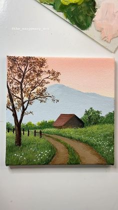 Painting Idea Landscape, Natural Painting Ideas, Painting Ideas On Canvas Nature Easy, Painting Ideas Nature Acrylic, Nature Scene Painting Easy, Landscape For Drawing, Aesthetic Nature Painting Ideas, Beginner Scenery Painting, Landscape Ideas For Painting