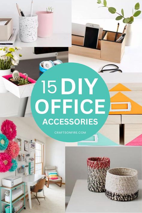 diy office acessories Cute Diy Office Decor, Home Office Diy Decor, Dollar Tree Office Diy, Office Diy Ideas, School Office Decorating Ideas, Office Gifts Diy, Desk Decor Ideas Office, Diy Desk Organization, Diy Desk Accessories