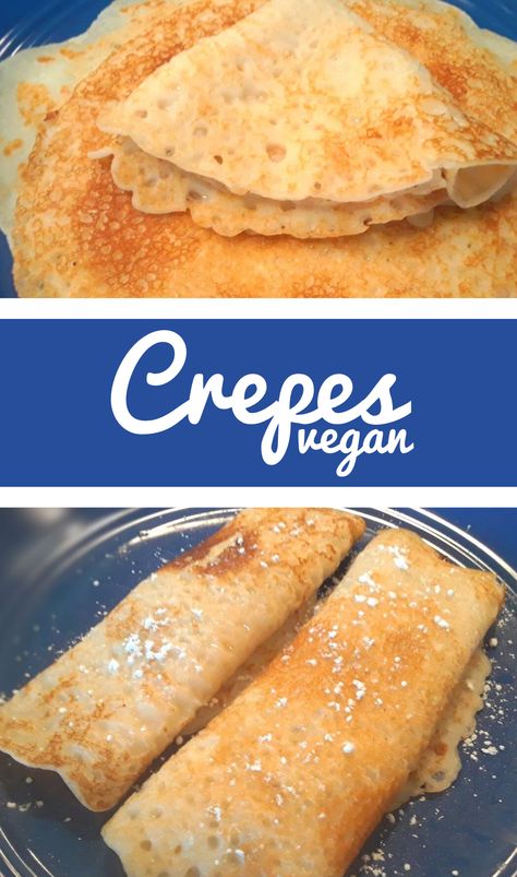 The best breakfast item in the entire world, these vegan crepes are also perfect for dessert! Crepe No Egg, Crepe Recipe No Egg, No Egg Crepe Recipe, Crepes Easy, Vegan Breakfast Recipes Healthy, Raw Vegan Breakfast, Quick Vegan Breakfast, Vegan Breakfast Recipes Easy, Vegan Jackfruit