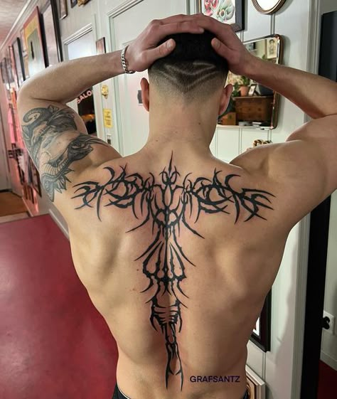 Back Tattoos For Guys Upper, Mens Body Tattoos, Masculine Elegance, Cool Back Tattoos, Body Tattoo Design, Upper Back Tattoos, Sharpie Tattoos, Tattoo Inspiration Men, Back Tattoos For Guys