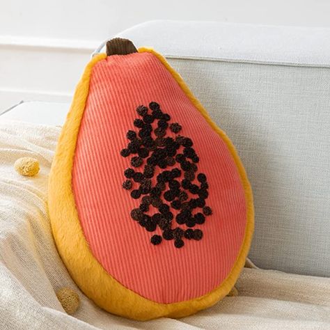 Novelty Throw Pillows, Fruit Throw Pillows, Fun Bed Pillows, Fun Pillows Bed, Fun Shaped Pillows, Fun Couch Pillows, Fun Pillows For Couch, Fruit Couch, Food Shaped Decor