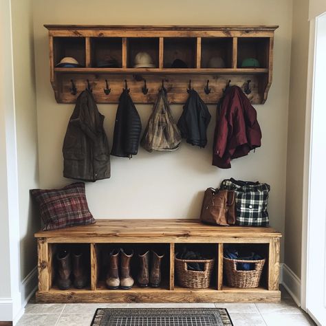 How to Build a DIY Mudroom Bench Entrance Storage Bench, Diy Farmhouse Bench With Storage, Diy Entryway Bench With Storage Cubbies, Diy Shoe And Coat Rack, Mud Room Shoe Bench, Diy Bench Shoe Rack, Dyi Storage Bench, Entryway Storage Bench Diy, Diy Shoe Bench Storage