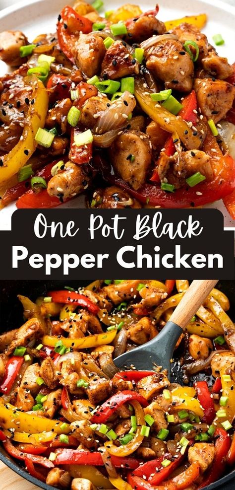 One-Pot Black Pepper Chicken Recipe - Top Recipes One Pot Black Pepper Chicken, Black Pepper Chicken Recipe, Chicken And Peppers, Pepper Chicken Recipe, Wok Recipes, Black Pepper Chicken, Recipes With Chicken And Peppers, Chinese Cooking Recipes, Favorite Recipes Dinner