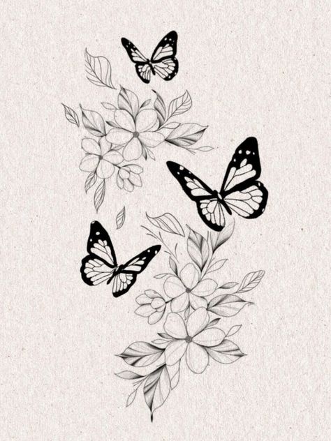 Mariposa Flower Tattoo, December Butterfly Tattoo, Tattoo Ideas Butterfly Flower, Butterfly Tattoo Designs For Women Arm, Butterfly Leg Sleeve, Fluttering Butterfly Tattoo, Lily And Butterfly Tattoo, Flowers And Butterflies Tattoos, Butterfly Flowers Tattoo