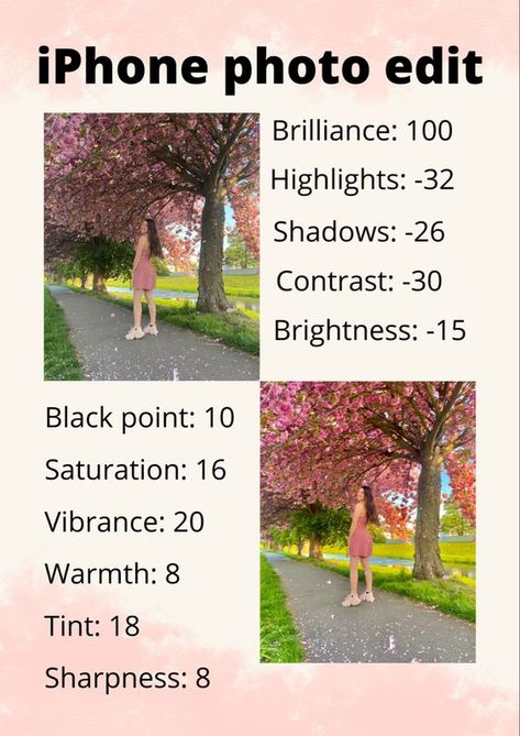 iPhone photo editing | bright and pretty preset Editing Settings, Iphone Photo Editing, Picture Filters, Iphone Filters, Photo Editing Apps Free, Foto Editing, Pic Editing, Filter Ideas, Picture Edits