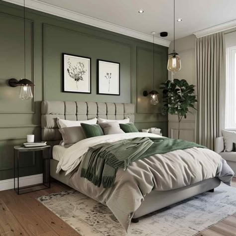 Warm Transitional Interior Design, Transitional Color Palette, Guest Bedroom Colors, Bedroom Ideas Cozy, Bedroom Ideas On A Budget, Farmhouse Bedroom Ideas, Guest Bedroom Design, Bedroom Hacks, Sage Green Bedroom