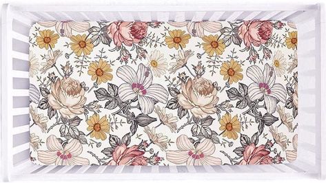 Best Floral Crib Sheets - Today's Parent Girl Crib Sheets, Daisy Crib Sheet, Vintage Floral Crib Sheets, Newborn Checklist, Cat Crib Bedding, Floral Crib Sheet, Mini Crib Sheets Bed Bath & Beyond, Whimsical Nursery, Baby Sheets