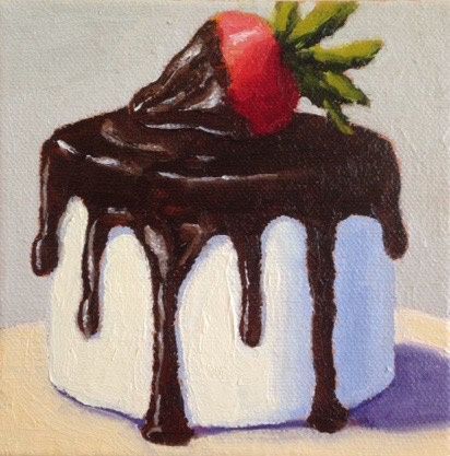 Simple Cake Painting, Cake Gouache, Food Acrylic Painting, Cakes Drawing, Dessert Corner, Dessert Painting, Strawberry House, Pastel Desserts, Draw Food