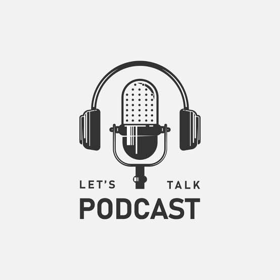 a microphone with headphones on it and the words let's talk podcast