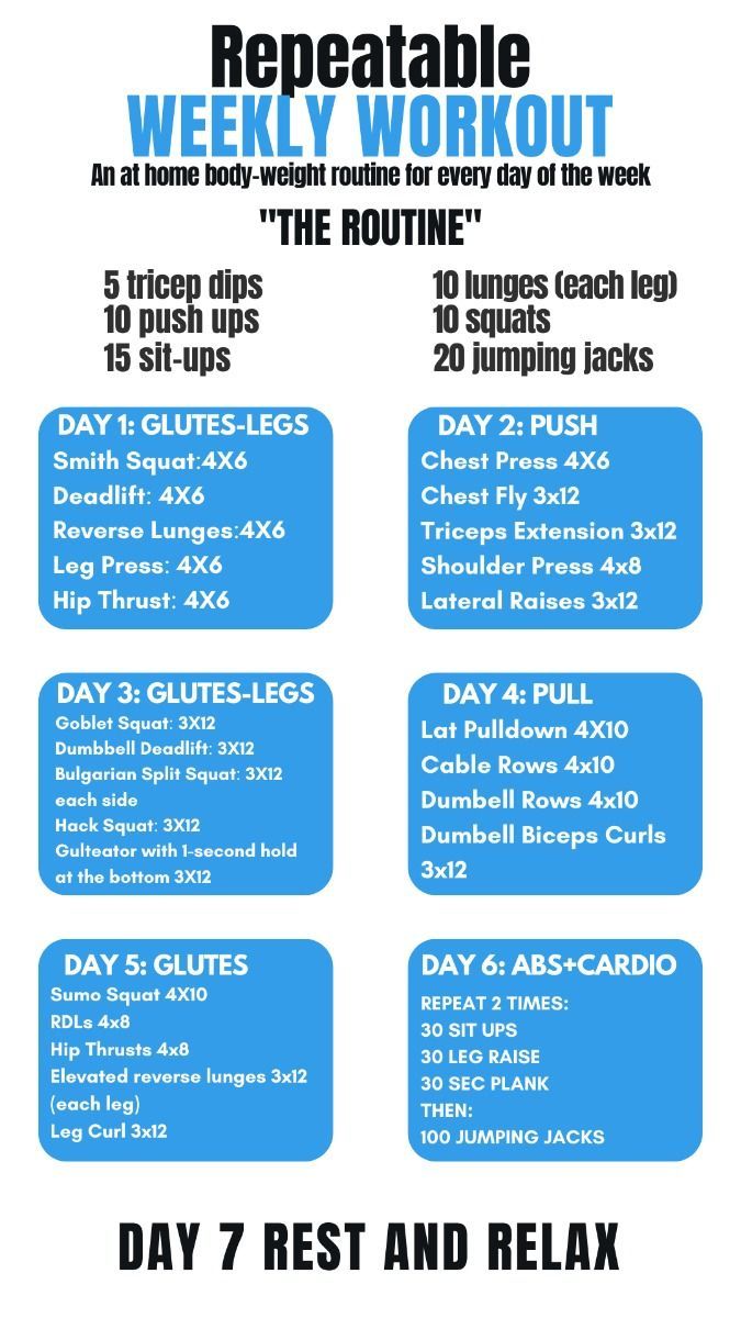 a poster with instructions for the workout program