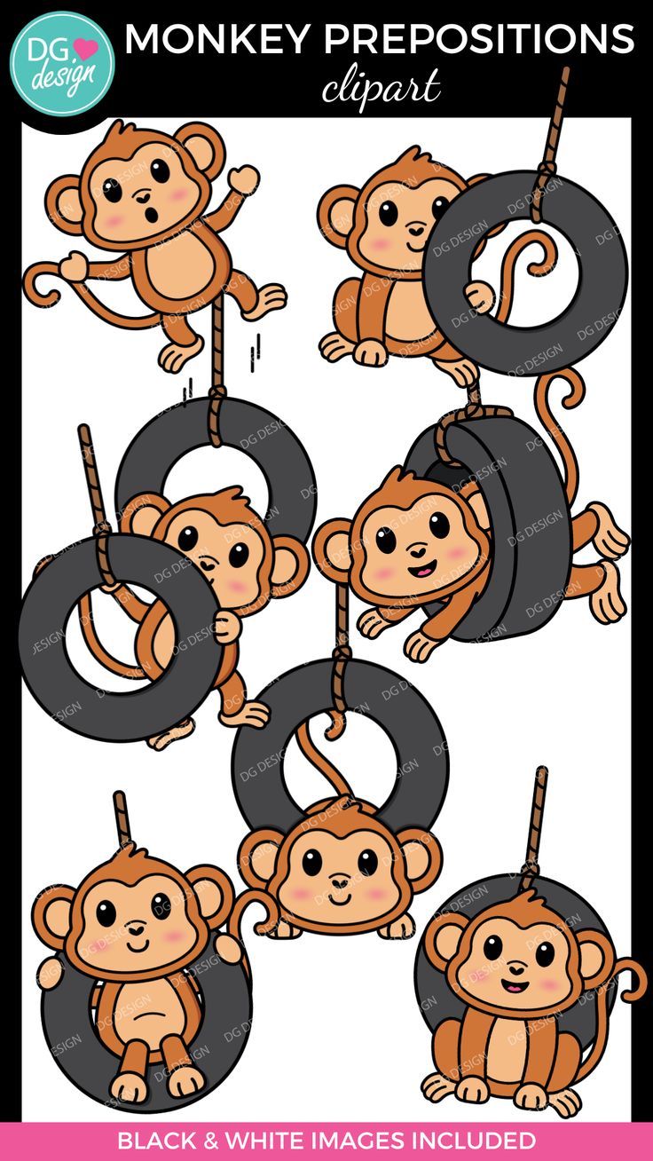 monkey clip art for kids to use in crafts and paper crafts, such as cards or scraps