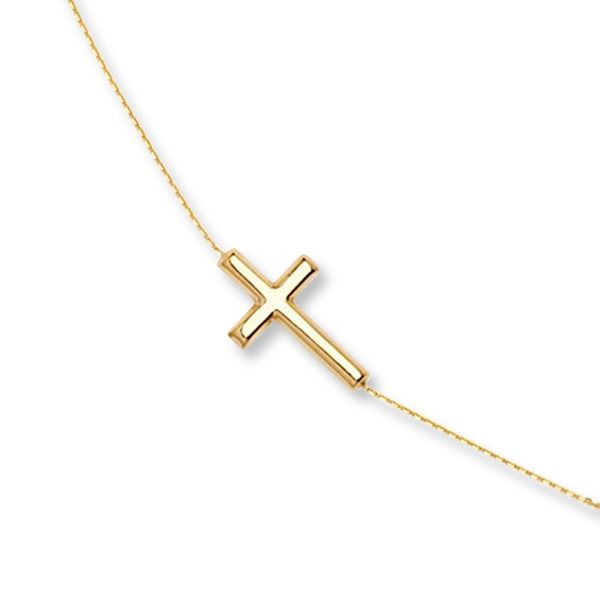 A sideways cross suspends between cable chains in this contemporary bracelet for her. Fashioned in 14K yellow gold, the bracelet adjusts in length from 7 to 7.5 inches, and secures with a lobster clasp. Gold Cross Bracelet, Gold Layered Bracelets, Pearl Diamond Jewelry, Contemporary Bracelets, Cross Jewelry Necklace, Fan Jewelry, Bracelet For Her, Jewelry Education, Jewelry Advice