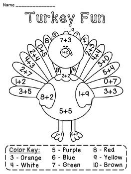 a turkey coloring page with numbers and colors for kids to color on the number line