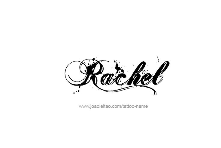 the word rachel written in black ink on a white background with an artistic swirl design