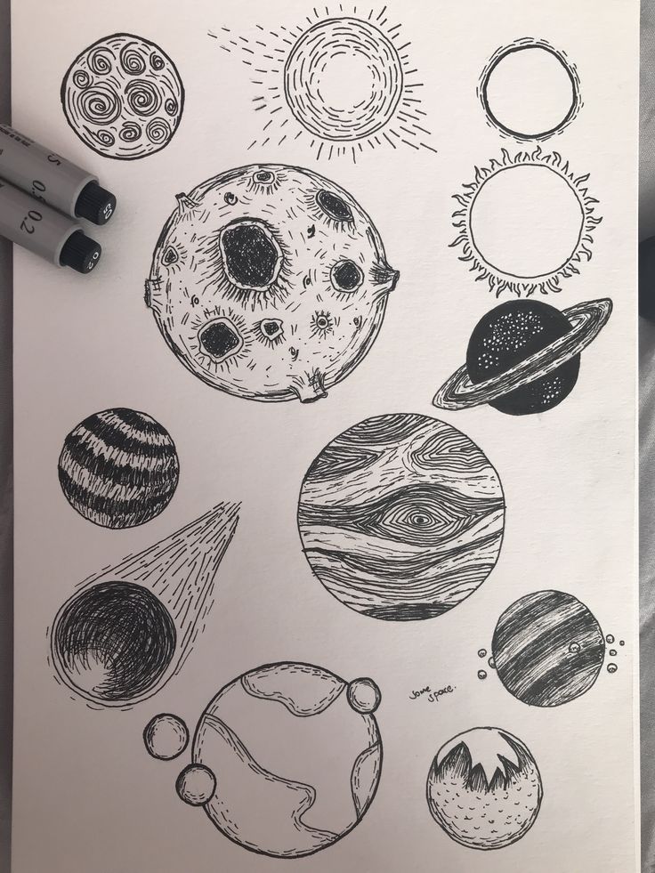 a drawing of the solar system