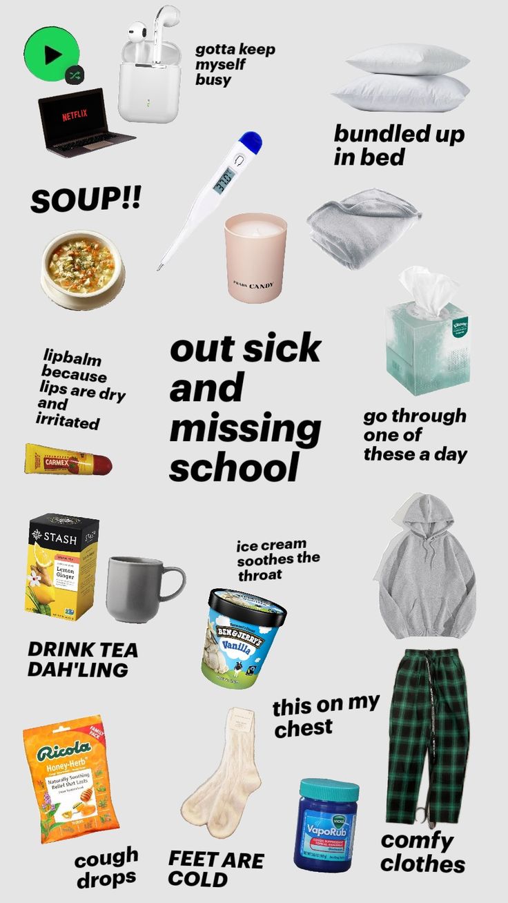 out sick and missing school #beingsicksucks How To Romanticize Being Sick, What To Wear When Your Sick Outfit, Things To Do On A Day Off From School, Sick Day In My Life, Tips For Being Sick, What To Do When Bored And Sick, Sick Day Self Care, Fun Things To Do When Your Sick, What To Do When You're Sick