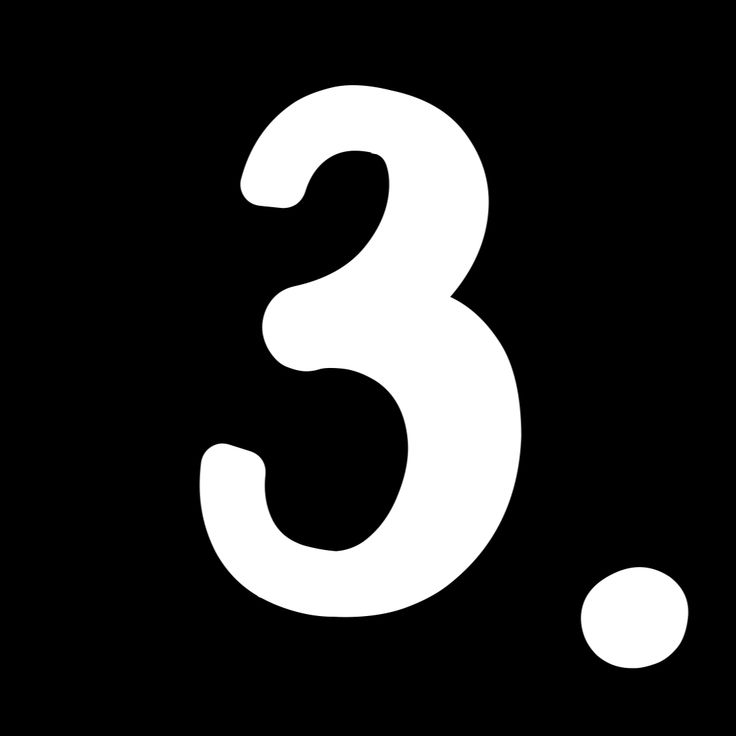 the number three is white on a black background, and it appears to be 3