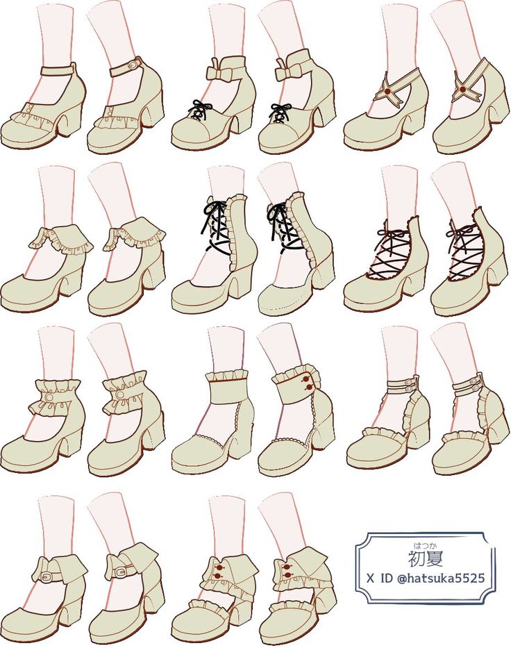 an image of various types of shoes with different laces on the bottom and sides