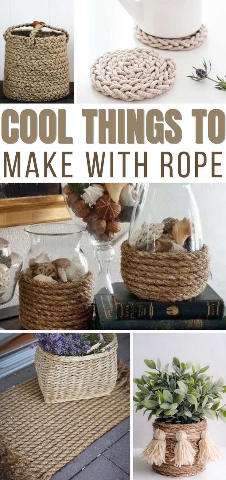 the collage shows different things to make with rope and other items that are on display