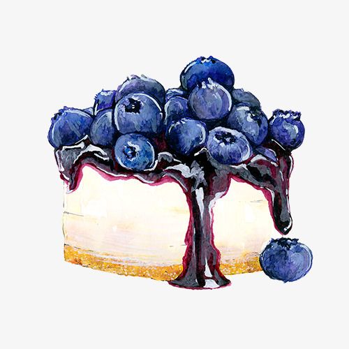 a piece of cake with blueberries on top