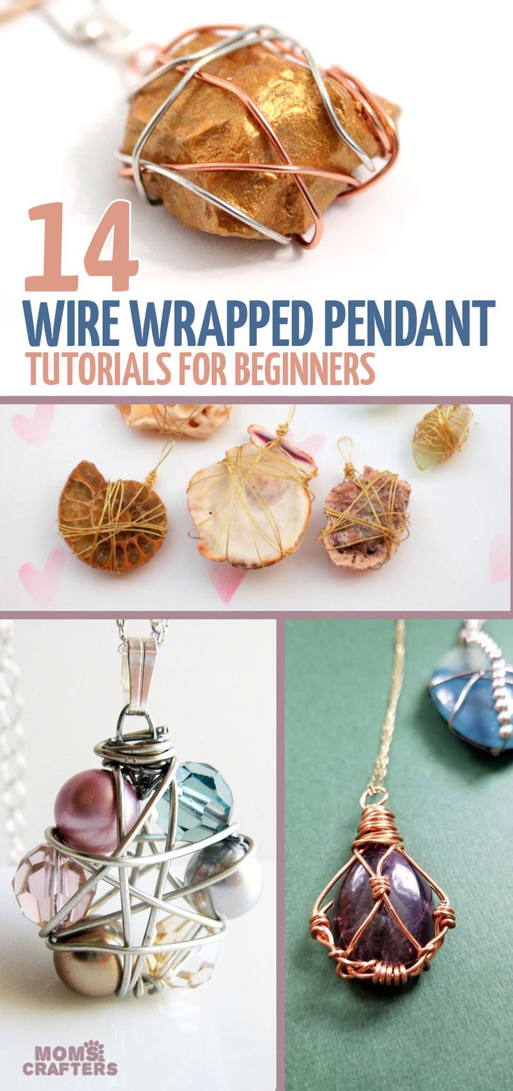 Click to learn how to wire wrap a pendant with 14 cool jewelry making projects for beginners! Crystal Jewelry Diy, Diy Jewelry To Sell, Wire Wrapped Stone Jewelry, Wire Wrap Jewelry Designs, Wire Wrapping Diy, Wire Wrapped Jewelry Diy, Wire Jewelry Making, Wire Wrapped Jewelry Tutorials, Diy Jewelry Unique