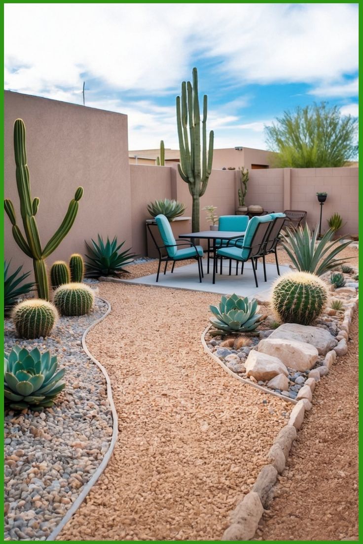 desert landscaping ideas Desert Oasis Backyard Landscaping Ideas, Arizona Backyard Ideas On A Budget, Desert Backyard Ideas Arizona, Simple Desert Landscape, Desert Oasis Backyard, Arizona Landscaping Ideas, Spanish Patio, Desert Landscaping Backyard, Arizona Landscaping