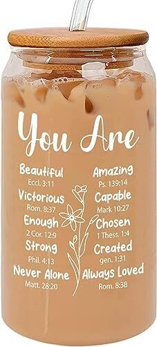 a jar with some kind of food in it that says you are beautiful and amazing