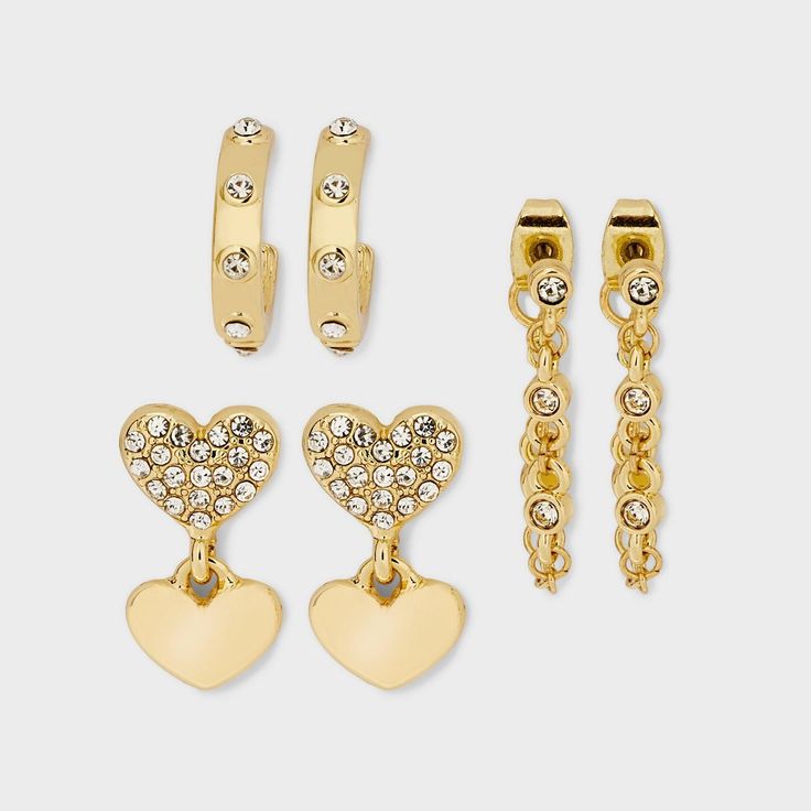 Ready to shine? Instantly level up any look with the SUGARFIX by BaubleBar Crystal Earring Set. These three pairs are all made to impress with gorgeous gold and shimmering stone detailing. Pick the pair that suits your mood or mix and match to create a dazzling ear stack. Crystal Statement Earrings, Bollywood Dress, Pumpkin Earrings, Ear Stack, Gold Statement Earrings, Hoop Earring Sets, Jewelry Lookbook, Beaded Hoop Earrings, Beaded Hoops