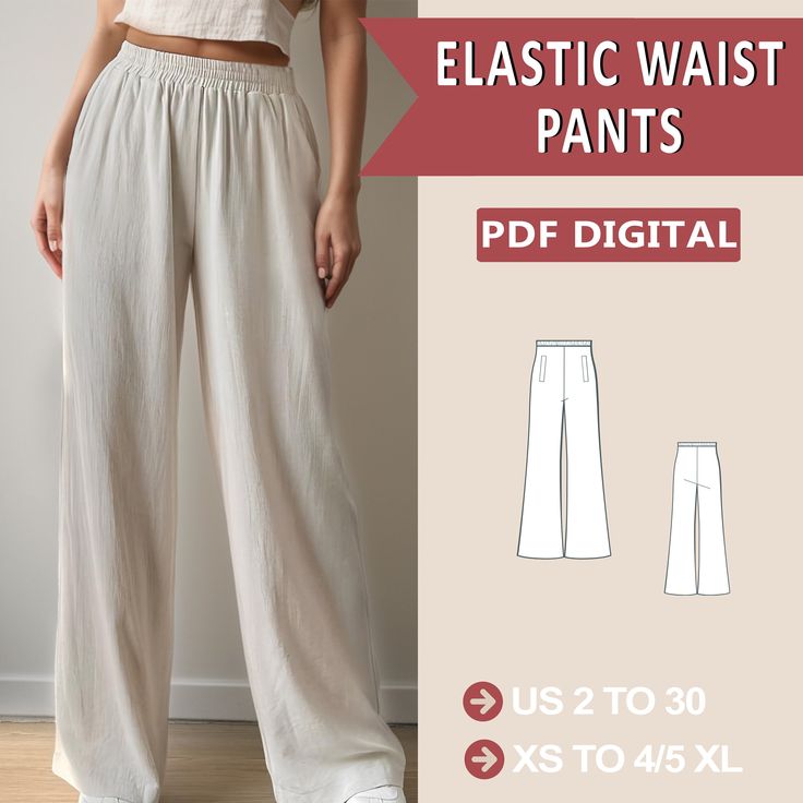 the elastic waist pants sewing pattern is easy to sew and can be worn in any size