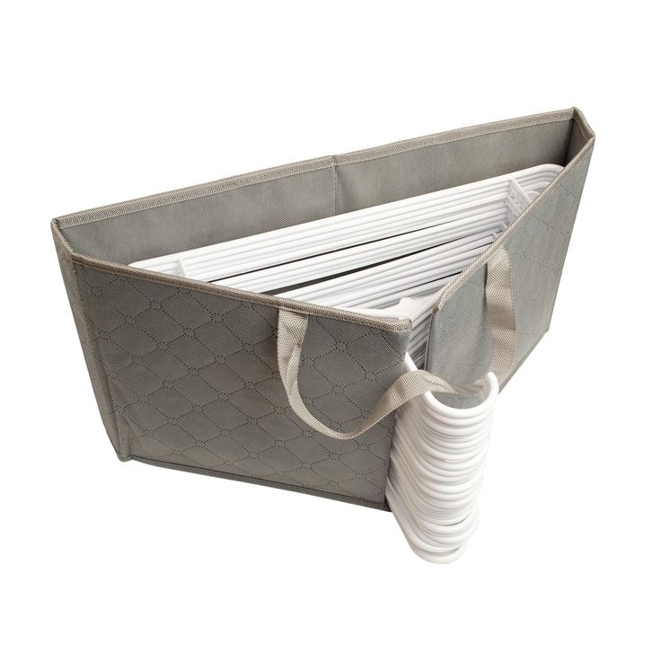 a large gray storage bag filled with lots of white plates