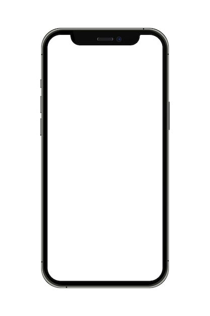 the back side of an iphone with a white screen and black frame, on a white background