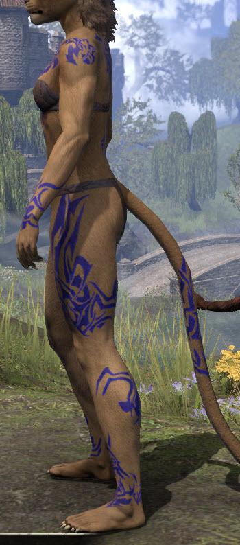 Xivilai Cruelean Linework Brand - Khajiit Female Side