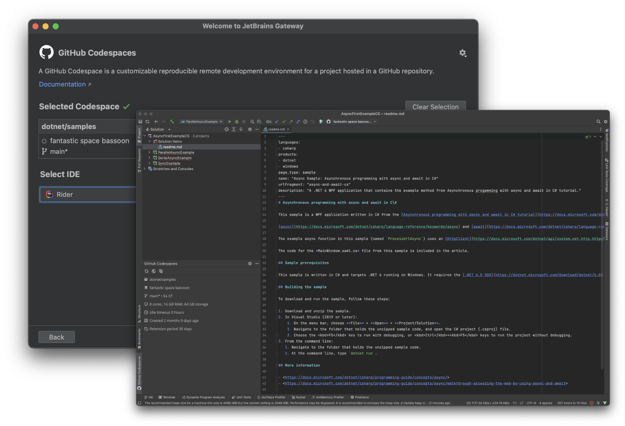 JetBrains Rider in Gateway