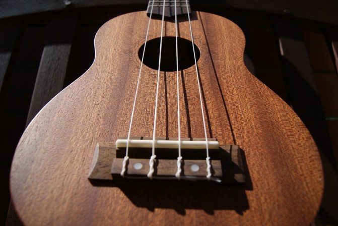 brown ukulele 