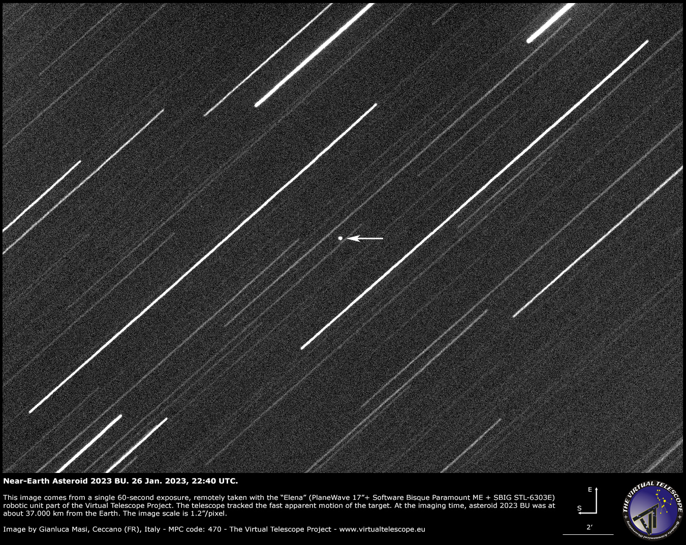 Virtual Telescope image of 2023 BU