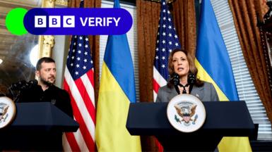 Kamala Harris and Volodymyr Zelenskyy hold a press conference