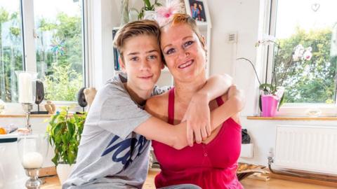 Alison Lapper with her son Parys