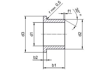 iglidur® H370, flange bearing, mm drawing