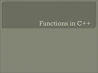 Functions in C++