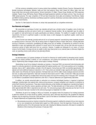 Risk Factors

Raw Materials and Supplies




Strategic Initiatives




      Restructuring.




                                                Financial Statements and Supplementary Data




      Divestitures.


  Financial Statements and Supplementary Data
 