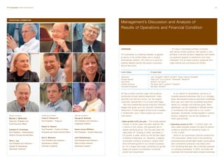 VF Corporation 2003 Annual Report                                                                                                                                                                                                 45




  OPERATING COMMITTEE
                                                                                                                Management’s Discussion and Analysis of
                                                                                                                Results of Operations and Financial Condition




                                                                                                                                                                             VF owns a diversified portfolio of brands
                                                                                                                OVERVIEW
                                                                                                                                                                          with strong market positions. We operate in four
                                                                                                                VF Corporation is a leading marketer of apparel           principal consumer product categories and market
                                                                                                                products in the United States and in several              occupational apparel to distributors and major
                                                                                                                international markets. VF’s vision is to grow by          employers. Our principal product categories and
                                                                                                                building lifestyle brands that excite consumers           major brands are summarized as follows:
                                                                                                                around the world.


                                                                                                                Product Category                  VF-owned Brands

                                                                                                                                                  Lee®, Wrangler®, Riders®, Rustler®, Timber Creek by Wrangler®
                                                                                                                Jeanswear
                                                                                                                                                  Vanity Fair®, Lily of France®, Vassarette®, Bestform®
                                                                                                                Intimate apparel
                                                                                                                                                  Nautica®, Earl Jean®
                                                                                                                Sportswear
                                                                                                                                                  The North Face®, JanSport®, Eastpak®
                                                                                                                Outdoor products
                                                                                                                                                  Red Kap®, Bulwark®
                                                                                                                Occupational apparel



                                                                                                                VF has a broad customer base, with products                    In our search for acquisitions, we focus on
                                                                                                                distributed through leading department, chain,              branded apparel businesses that fit our strategic
                                                                                                                specialty and discount stores. Our ten largest              goals. We evaluate numerous acquisition candidates
                                                                                                                customers represented 41% of total 2003 sales.              each year and insist that a potential acquisition
                                                                                                                   We have established several long-term financial          satisfy our strategic and financial goals. More
                                                                                                                targets that guide us in our long-term decisions.           specifically, we are interested in lifestyle brands
                                                                                                                Attainment of these targets should drive increases          or businesses that might add to our current
                                                                                                                in shareholder value. These targets are summa-              jeanswear, sportswear, intimate apparel or outdoor
                                     middle top to bottom                    right top to bottom                rized below:                                                product categories, but we are receptive to
  left top to bottom
                                     Frank C. Pickard III                    George N. Derhofer
  Mackey J. McDonald                                                                                                                                                        other opportunities.
                                     Vice President — Treasurer              Vice President and Chairman —
  Chairman, President and                                                                                       • Sales growth of 6% per year — The overall apparel
                                                                             Imagewear Coalition
  Chief Executive Officer                                                                                         industry in recent years has been relatively flat       • Operating income of 14% — In recent years, we
                                     Robert K. Shearer                                                            in terms of unit volume, with generally flat to           have made progress toward this goal, as demon-
                                     Vice President — Finance & Global       Susan Larson Williams
  Candace S. Cummings                                                                                             slightly declining prices. This has also been the         strated by attaining an operating margin of
                                     Processes and Chief Financial Officer   Vice President — Human Resources
  Vice President — Administration,                                                                                case within VF. Looking to 2004, we expect a              12.4% in 2003.
  General Counsel and Secretary                                                                                   5% growth in sales, driven by the full year effect           Some of our businesses currently exceed that
                                     Eric C. Wiseman                         John Schamberger                     of Nautica Enterprises, Inc. (Nautica), a leading         14% benchmark. While most of the remaining
                                     Vice President and Chairman —           Vice President and Chairman —
  Terry L. Lay                                                                                                    sportswear company acquired in August 2003,               businesses enjoy double digit margins, we recognize
                                     Sportswear & Global                     North & South America
  Vice President and Chairman —                                                                                   and continued growth in our Outdoor business-             that competitive pressures may keep some
                                     Intimates Coalitions                    Jeanswear Coalition
  Outdoor & International                                                                                         es. On a longer-term basis, achieving our growth          from achieving that goal. We continually evaluate
  Jeanswear Coalitions                                                                                            target will require a combination of internal             our existing businesses. In 2002, we exited the
                                                                                                                  growth and acquisitions.                                  swimwear and the private label knitwear businesses
 