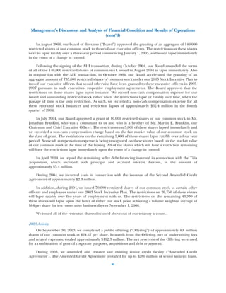 Management’s Discussion and Analysis of Financial Condition and Results of Operations
                                       (cont’d)

     In August 2004, our board of directors (“Board”) approved the granting of an aggregate of 140,000
restricted shares of our common stock to three of our executive officers. The restrictions on these shares
were to lapse ratably over a three-year period commencing January 1, 2005, and would lapse immediately
in the event of a change in control.

     Following the signing of the AHI transaction, during October 2004, our Board amended the terms
of all of the 140,000 restricted shares of common stock issued in August 2004 to lapse immediately. Also
in conjunction with the AHI transaction, in October 2004, our Board accelerated the granting of an
aggregate amount of 735,000 restricted shares of common stock under our 2003 Stock Incentive Plan to
two of our executive officers that would otherwise have been granted to these executive officers in 2005-
2007 pursuant to such executives’ respective employment agreements. The Board approved that the
restrictions on these shares lapse upon issuance. We record non-cash compensation expense for our
issued and outstanding restricted stock either when the restrictions lapse or ratably over time, when the
passage of time is the only restriction. As such, we recorded a non-cash compensation expense for all
these restricted stock issuances and restriction lapses of approximately $32.4 million in the fourth
quarter of 2004.

     In July 2004, our Board approved a grant of 10,000 restricted shares of our common stock to Mr.
Jonathan Franklin, who was a consultant to us and who is a brother of Mr. Martin E. Franklin, our
Chairman and Chief Executive Officer. The restrictions on 5,000 of these shares lapsed immediately and
we recorded a non-cash compensation charge based on the fair market value of our common stock on
the date of grant. The restrictions on the remaining 5,000 of these shares lapse ratably over a four year
period. Non-cash compensation expense is being recognized on these shares based on the market value
of our common stock at the time of the lapsing. All of the shares which still have a restriction remaining
will have the restrictions lapse immediately upon the event of a change in control.

    In April 2004, we repaid the remaining seller debt financing incurred in connection with the Tilia
Acquisition, which included both principal and accrued interest thereon, in the amount of
approximately $5.4 million.

    During 2004, we incurred costs in connection with the issuance of the Second Amended Credit
Agreement of approximately $2.3 million.

     In addition, during 2004, we issued 70,080 restricted shares of our common stock to certain other
officers and employees under our 2003 Stock Incentive Plan. The restrictions on 26,750 of these shares
will lapse ratably over five years of employment with us. The restrictions on the remaining 43,330 of
these shares will lapse upon the latter of either our stock price achieving a volume weighted average of
$64 per share for ten consecutive business days or November 1, 2008.

    We issued all of the restricted shares discussed above out of our treasury account.

2003 Activity
     On September 30, 2003, we completed a public offering (“Offering”) of approximately 4.8 million
shares of our common stock at $24.67 per share. Proceeds from the Offering, net of underwriting fees
and related expenses, totaled approximately $112.3 million. The net proceeds of the Offering were used
for a combination of general corporate purposes, acquisitions and debt repayment.

    During 2003, we amended and restated our existing senior credit facility (“Amended Credit
Agreement”). The Amended Credit Agreement provided for up to $280 million of senior secured loans,

                                                    22
 