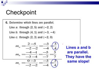 Checkpoint Lines a and b are parallel.  They have the same slope! 