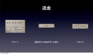 送金




               アラート   送金ボタンがOKボタンに変化   スライド




12年12月25日火曜日
 