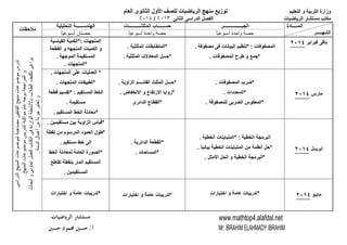 ‫ا‬ ‫و‬ ‫ا‬ ‫وزارة‬‫م‬ ‫ا‬ ‫ى‬ ‫ا‬ ‫ول‬ ‫ا‬ ‫ت‬ ‫ا‬ ‫ز‬
‫ت‬ ‫ا‬ ‫ر‬‫ا‬ ‫را‬ ‫ا‬ ‫ا‬٠١٣/٠١٤
/
‫ــــــــــــــــ‬ ‫ا‬‫ت‬ ‫ـــــــــــ‬ ‫ا‬ ‫ب‬ ‫ــــــ‬‫ا‬ ‫ــــــ‬ ‫ا‬ ‫دة‬ ‫ـــــ‬ ‫ا‬
‫ـــــ‬ ‫ا‬ً ‫أ‬ ‫ة‬ ‫وا‬ً ‫أ‬ ‫ة‬ ‫وا‬ً ‫أ‬ ‫ن‬
‫ت‬
‫ا‬
‫ت‬ ‫ا‬:*‫ت‬ ‫ا‬.
*‫ت‬ ‫ا‬ ‫ح‬ ‫و‬.
*‫ا‬ ‫ت‬ ‫ا‬.
*‫ـــ‬‫ت‬ ‫د‬ ‫ا‬‫ا‬.
‫ت‬ ‫ا‬:*‫ا‬ ‫ا‬
‫ا‬ ‫و‬ ‫ا‬ ‫ت‬ ‫ا‬ ‫و‬
‫ا‬ ‫ا‬.
*‫ت‬ ‫ا‬.
‫رس‬
*‫ب‬‫ت‬ ‫ا‬.
*‫دات‬ ‫ا‬.
*‫ا‬ ‫س‬ ‫ا‬.
*‫او‬ ‫ا‬ ‫ــــ‬ ‫ا‬ ‫ا‬ ‫ـــ‬.
*‫ض‬ ‫ا‬ ‫و‬ ‫ع‬ ‫ر‬ ‫ا‬ ‫زوا‬.
*‫ى‬ ‫ا‬ ‫ا‬ ‫ع‬ ‫ا‬
*‫ا‬ ‫ت‬ ‫ا‬‫ت‬.
*‫ت‬ ‫ا‬ ‫ت‬.
‫ا‬ ‫ا‬* :
.
*‫ا‬ ‫ا‬ ‫د‬.
‫ــ‬ ‫أ‬
‫ا‬ ‫ا‬:*‫ا‬ ‫ت‬ ‫ا‬.
*ً ‫ا‬ ‫ت‬ ‫ا‬ ‫أ‬.
*‫ا‬ ‫ا‬ ‫و‬ ‫ا‬ ‫ا‬.
*‫ا‬ ‫ا‬ ‫ا‬.
*‫ت‬ ‫ا‬.
*‫س‬‫او‬ ‫ا‬.
*‫م‬ ‫ا‬ ‫د‬ ‫ا‬ ‫ل‬
‫إ‬.
*‫ا‬ ‫د‬ ‫ا‬ ‫رة‬ ‫ا‬
‫ر‬ ‫ا‬ ‫ا‬
‫ا‬.
‫ـ‬*‫رات‬ ‫ا‬ ‫و‬ ‫ت‬ ‫ر‬*‫رات‬ ‫ا‬ ‫و‬ ‫ت‬ ‫ر‬*‫رات‬ ‫ا‬ ‫و‬ ‫ت‬ ‫ر‬
‫را‬‫ا‬‫ا‬‫ت‬‫ا‬‫ت‬‫رس‬
‫ا‬‫ت‬‫ر‬‫اآ‬‫م‬‫ا‬‫ا‬‫و‬.
‫ا‬‫ث‬‫أ‬‫و‬‫و‬‫آ‬‫ب‬‫ا‬‫اردة‬‫ا‬‫ب‬‫ا‬
‫ا‬‫ل‬‫أ‬ً‫ا‬‫ء‬‫و‬.
www.mathtop4.alafdal.net
Mr: IBRAHIM ELAHMADY IBRAHIM
 