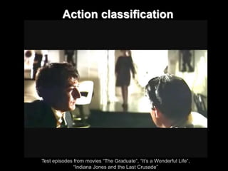 Action classification 
Test episodes from movies “The Graduate”, “It’s a Wonderful Life”, “Indiana Jones and the Last Crusade”  