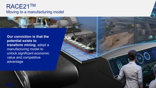 RACE21TM
Moving to a manufacturing model
67
Our conviction is that the
potential exists to
transform mining, adopt a
manufacturing model to
unlock significant economic
value and competitive
advantage
 