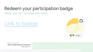 Link to badge
Redeem your participation badge
Thank you for joining the event
 