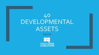 40
DEVELOPMENTAL
ASSETS
External
 